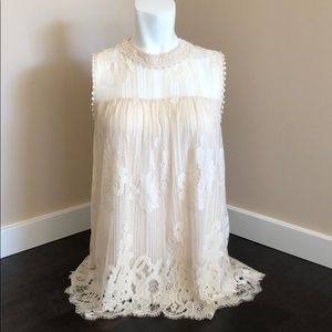Lace high neck romantic flowy top